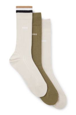 Hugo Boss Three-pack Of Regular-length Cotton-blend Socks In Multi