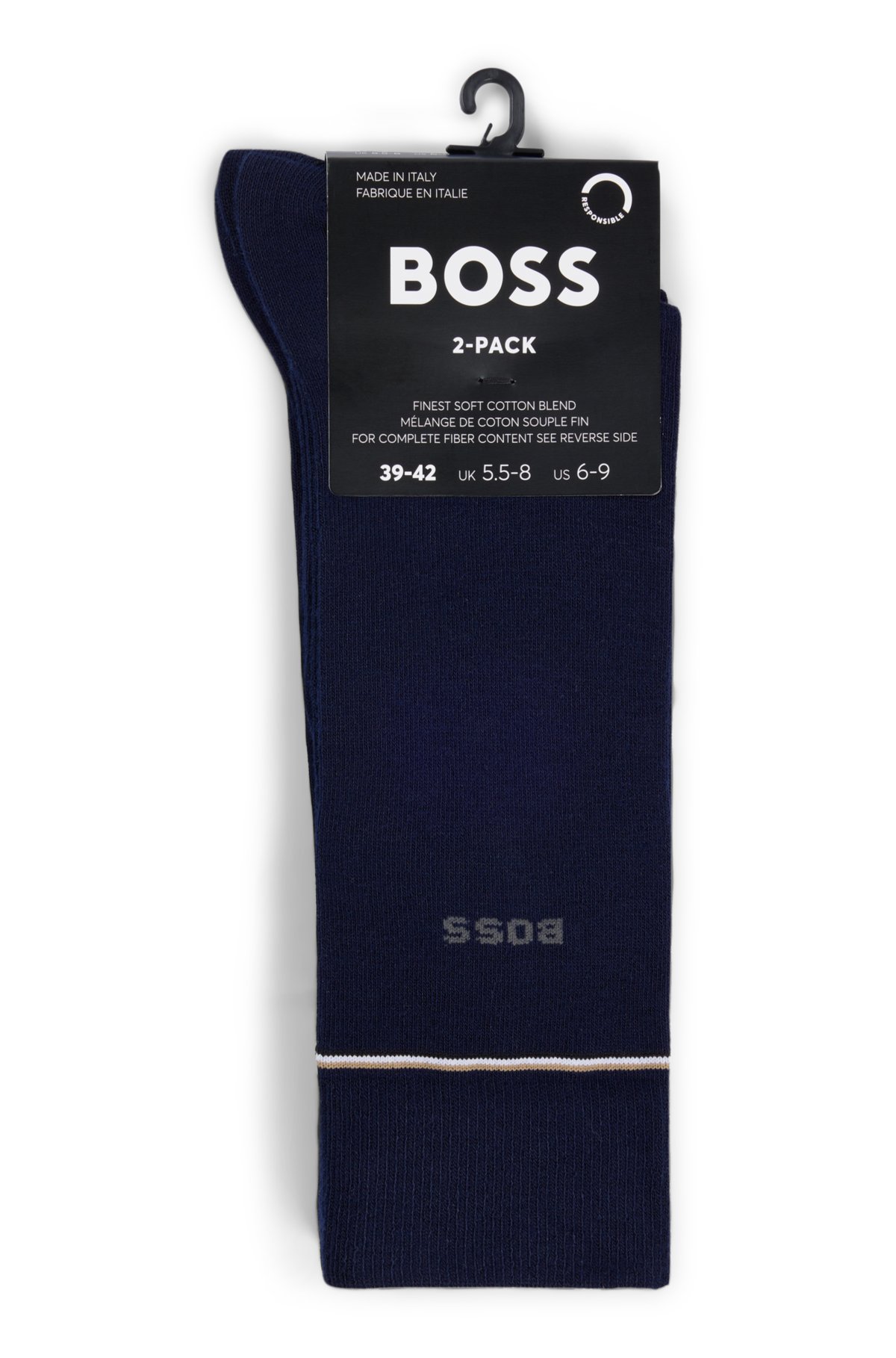 Two-pack of regular-length performance-stretch socks, Dark Blue