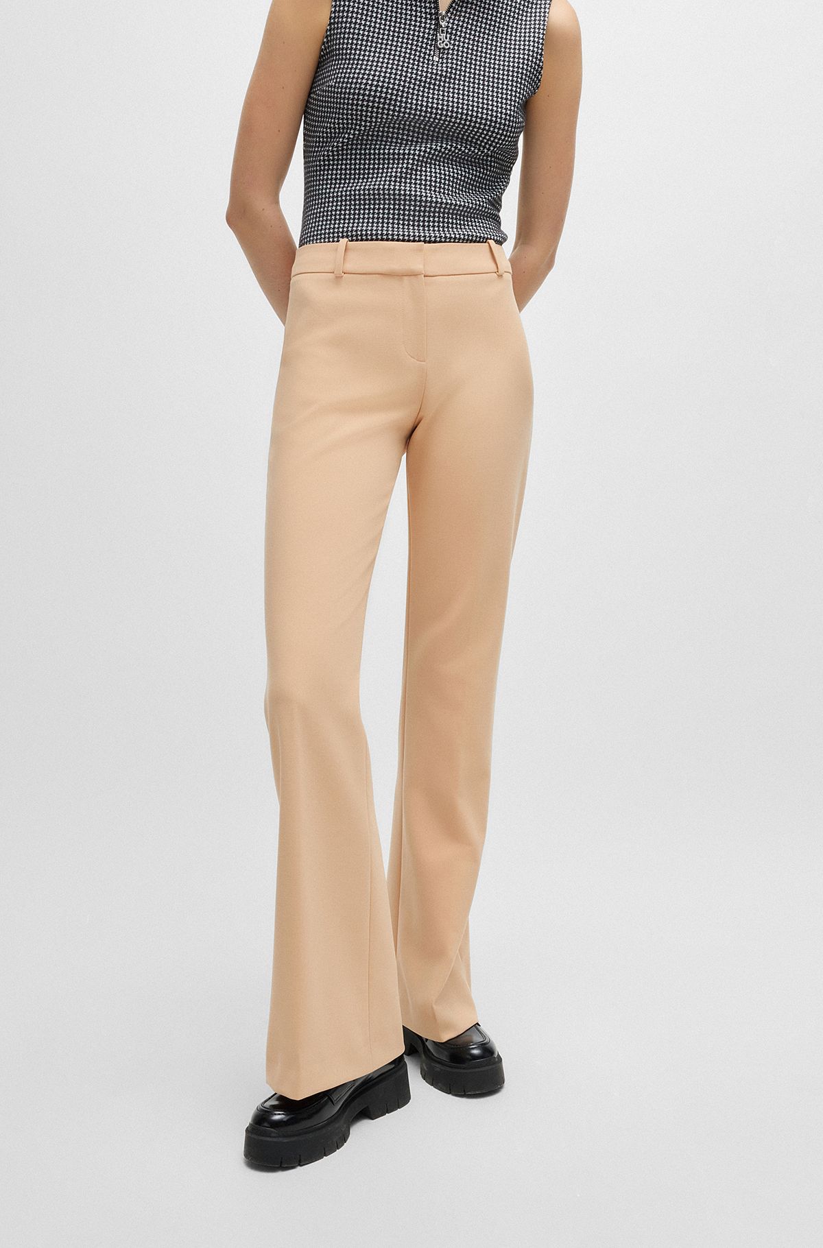 HUGO - Regular-fit trousers in stretch fabric with bootcut HUGO - Regular-fit trousers in stretch fabric with bootcut