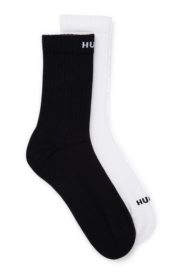 Two-pack of short-length cotton-blend socks, White / Black