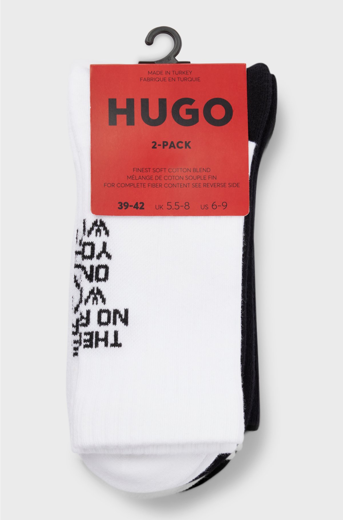 Two-pack of short-length cotton-blend socks, White / Black