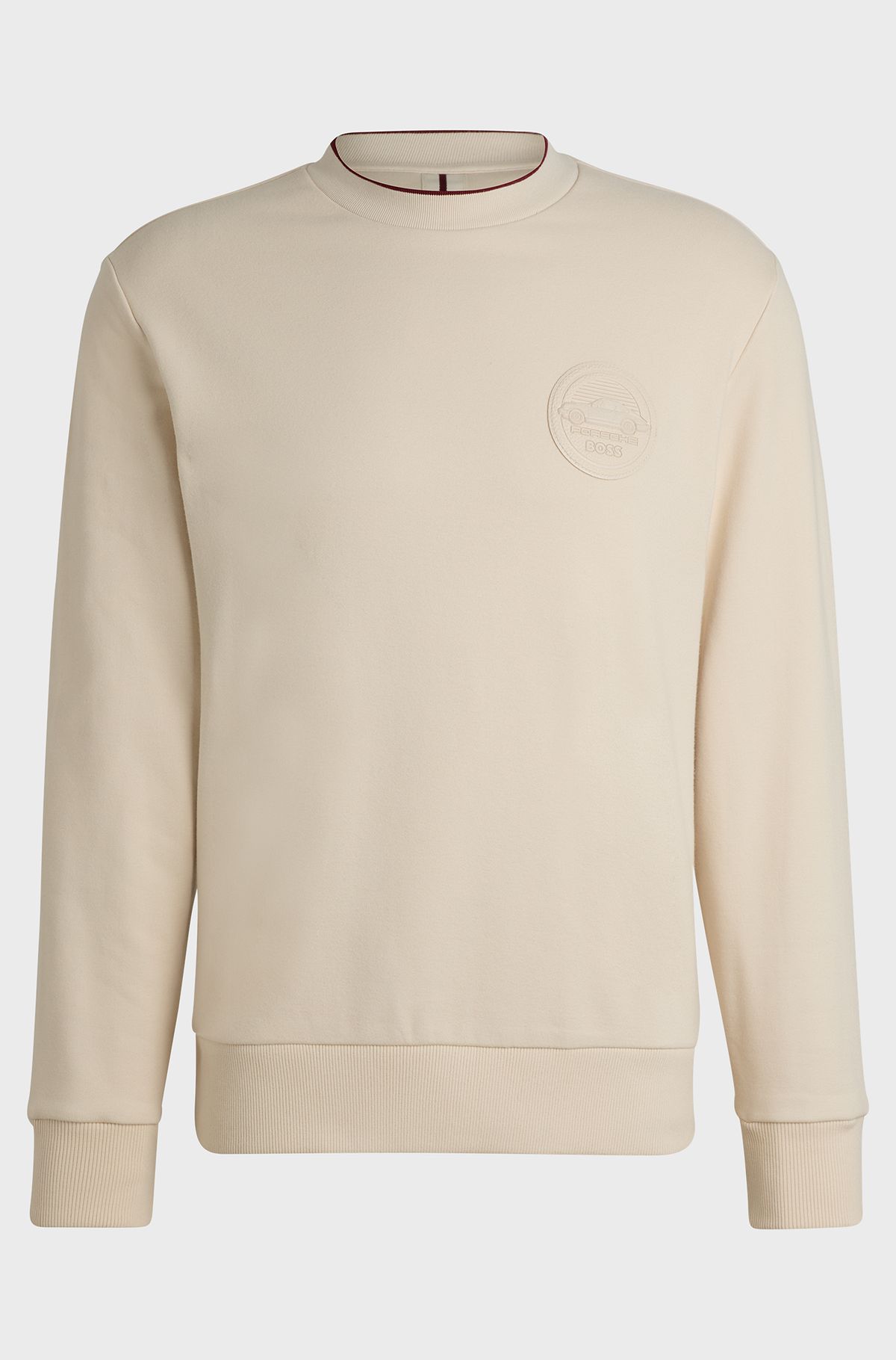 Porsche x BOSS cotton-blend sweatshirt with special branding, Natural