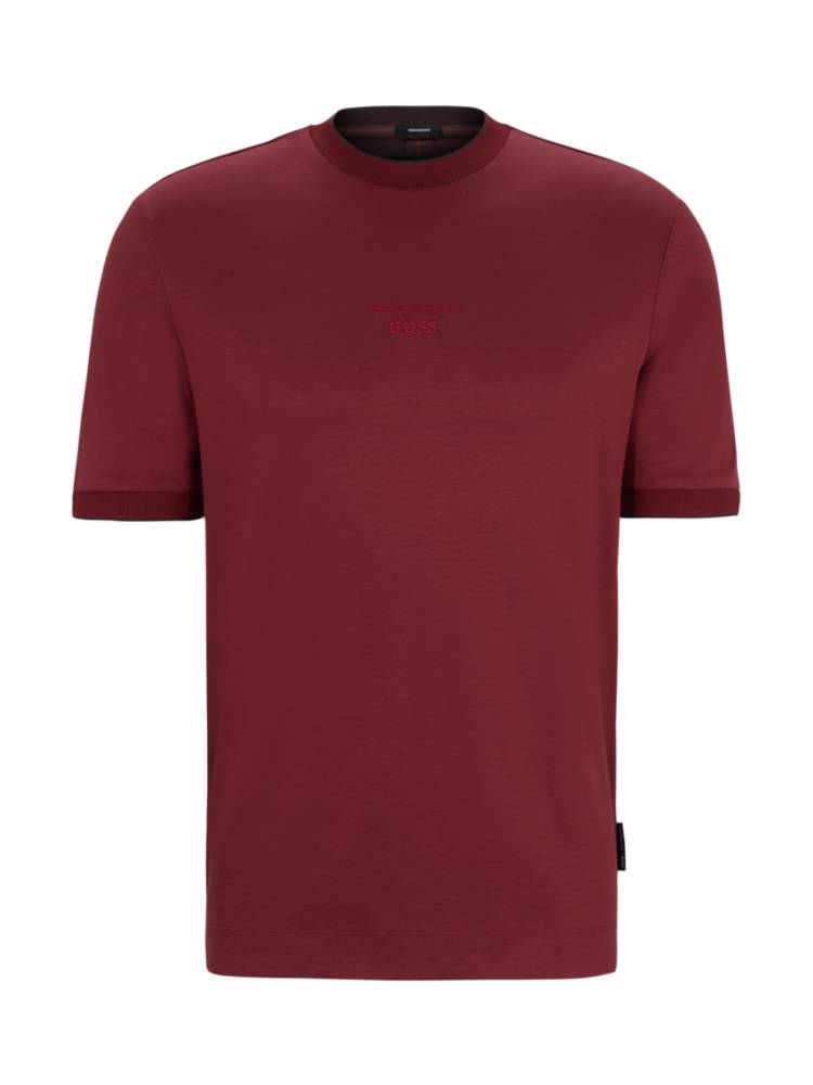 Artikel klicken und genauer betrachten! - Charakteristisches BOSS T-Shirt mit speziellem Branding auf der Brust. Das gerade geschnittene Top ist aus edler merzerisierter Baumwolle gefertigt. Teil der Porsche x BOSS Capsule-Kollektion mit markanten Styles, die die Entschlossenheit und den Ehrgeiz von BOSS verkörpern. | im Online Shop kaufen