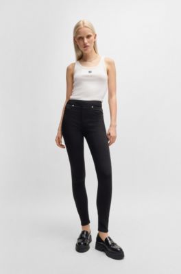 Super Skinny-Fit Jeggings aus schwarzem Super-Stretch-Denim, Schwarz