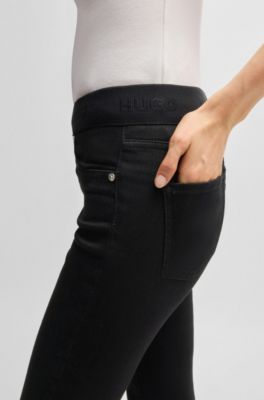 Super-skinny-fit jeggings in black super-stretch denim, Black