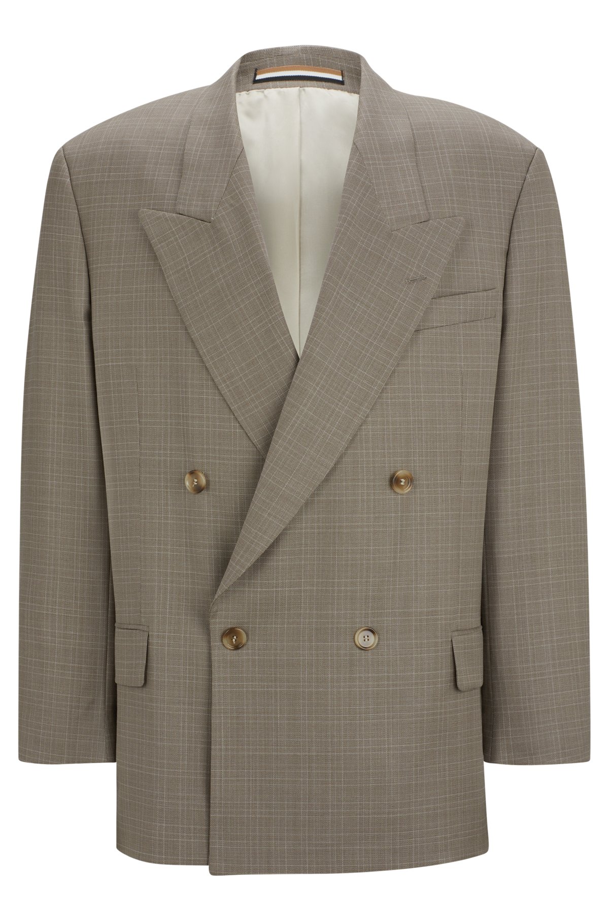 BOSS - Relaxed-fit jacket in checked virgin-wool serge