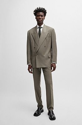 BOSS - リラックスフィットジャケット チェック バージンウールサージ 