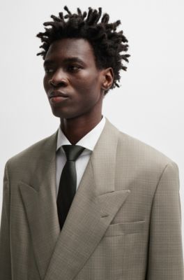 BOSS - リラックスフィットジャケット チェック バージンウールサージ 