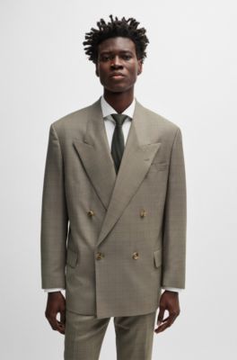 BOSS - リラックスフィットジャケット チェック バージンウールサージ 