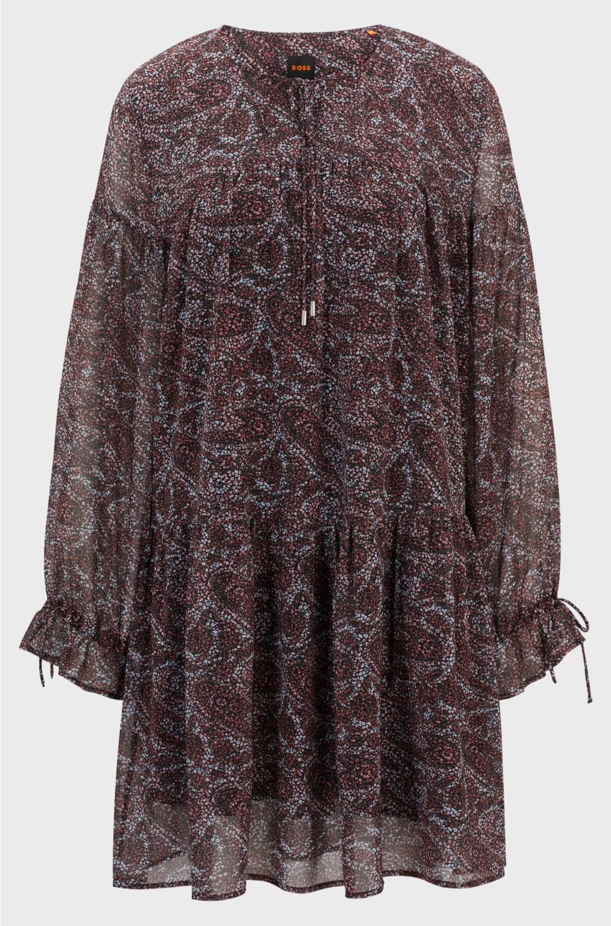Paisley-print dress with tie details, Patterned