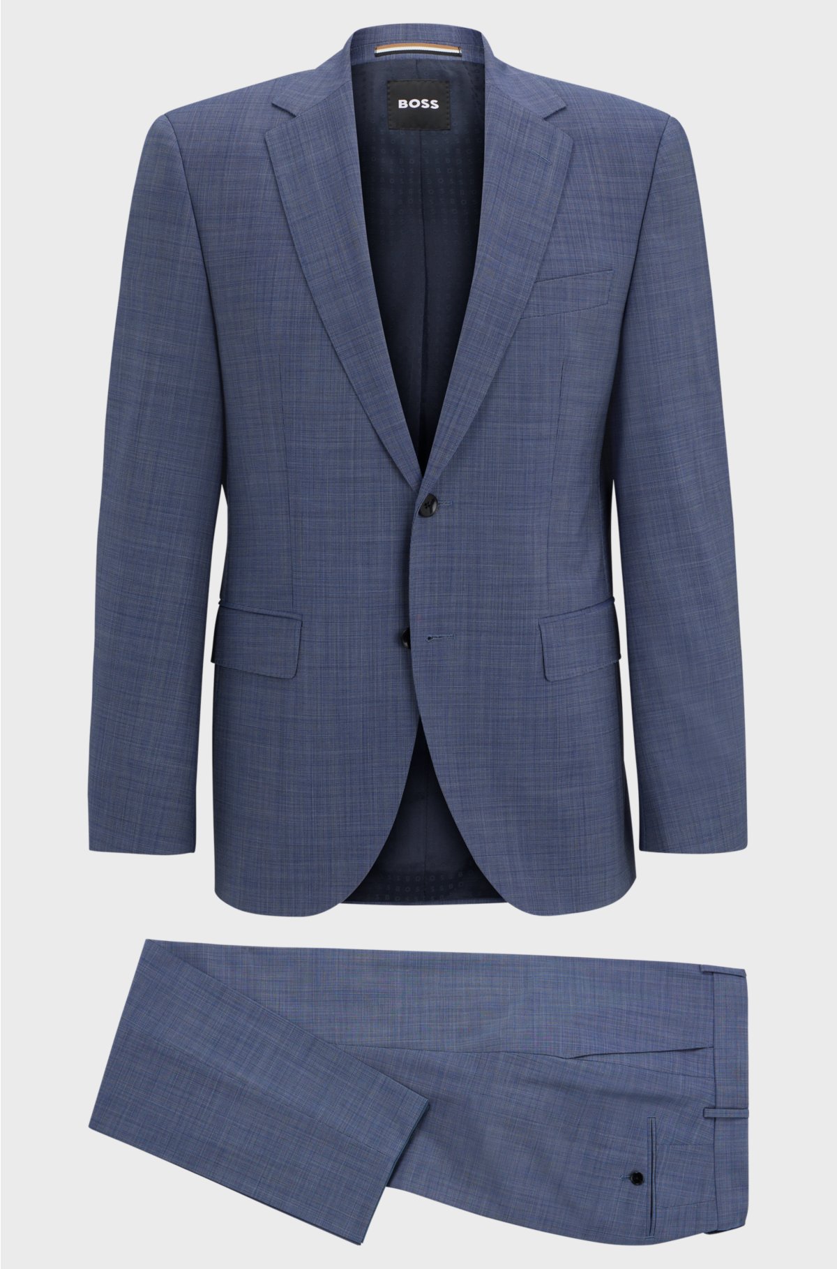 Regular-fit suit in a micro-patterned wool blend, Blue