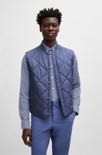 Gilet regular fit idrorepellente con impunture a rombi, Blu
