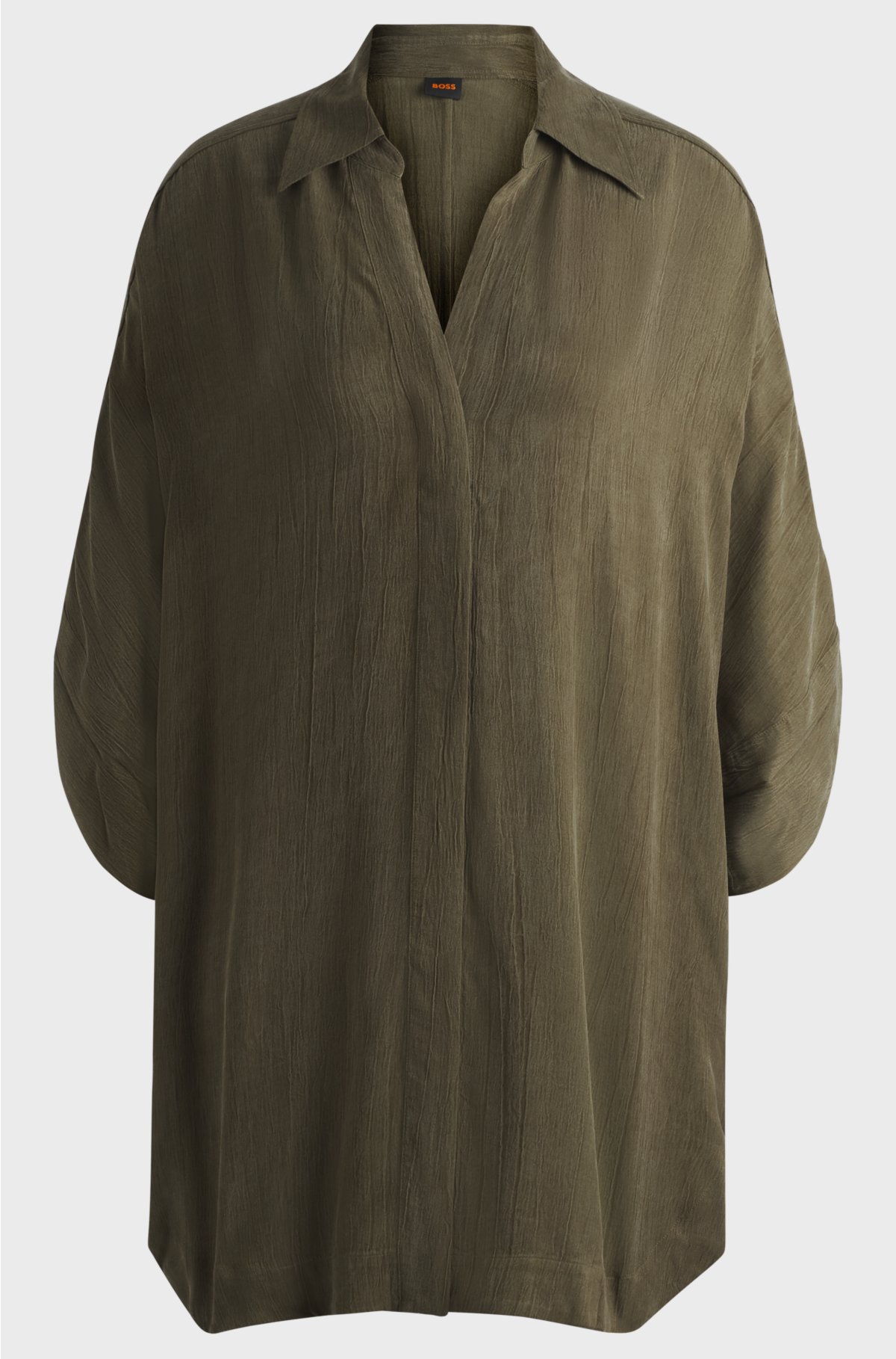 Relaxed-fit blouse with concealed closure, Dark Green