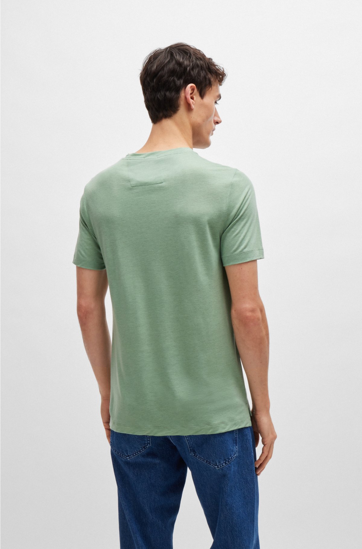 Slim-fit T-shirt in performance fabric, Light Green