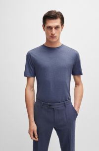 Slim-fit T-shirt in performance fabric, Dark Blue