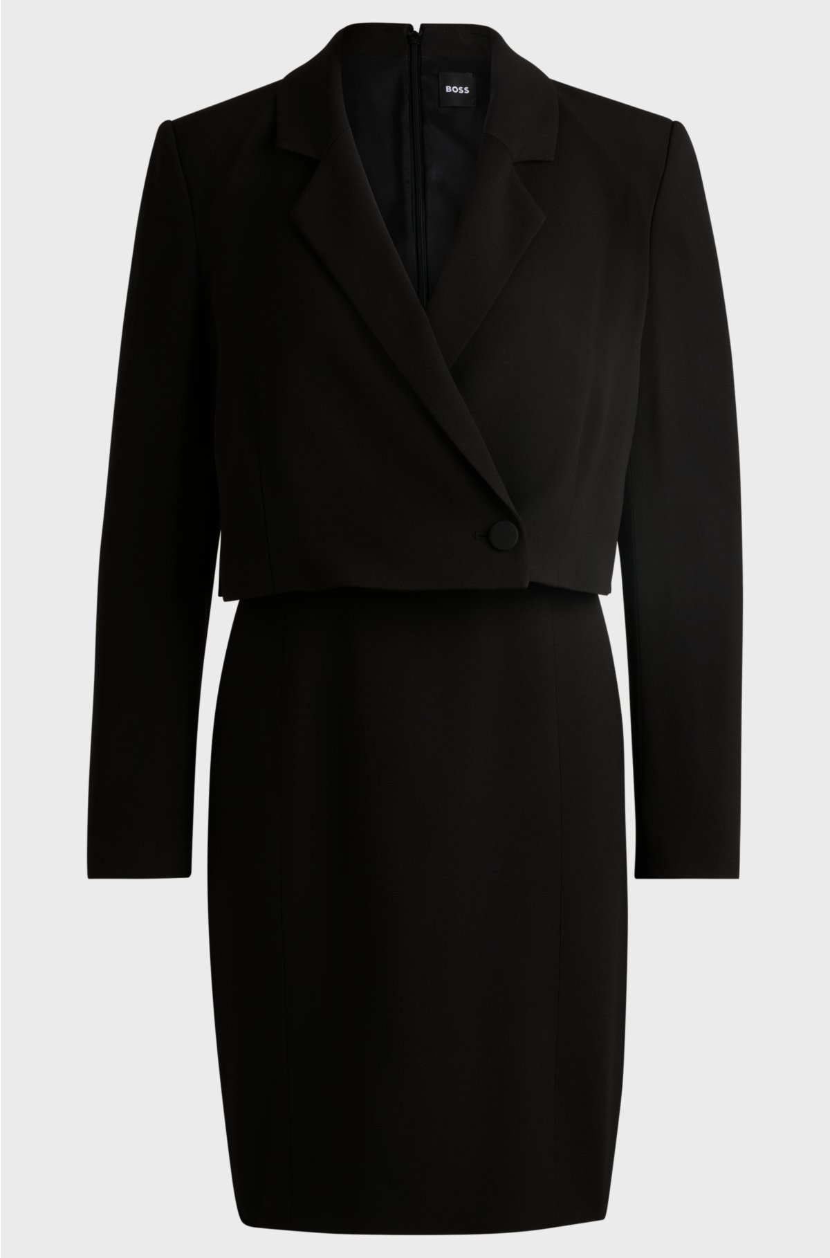 Tailored dress in matte fabric, Black