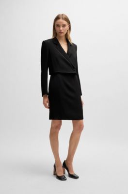Tailored dress in matte fabric, Black