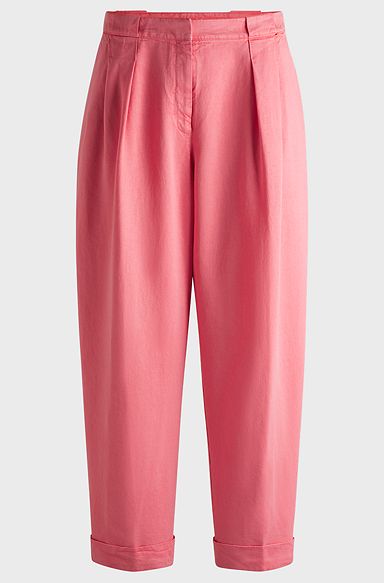 Regular-fit trousers with tapered leg, light pink