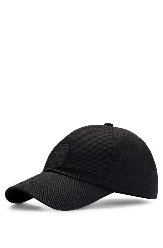 Cotton-twill cap with logo patch, Black