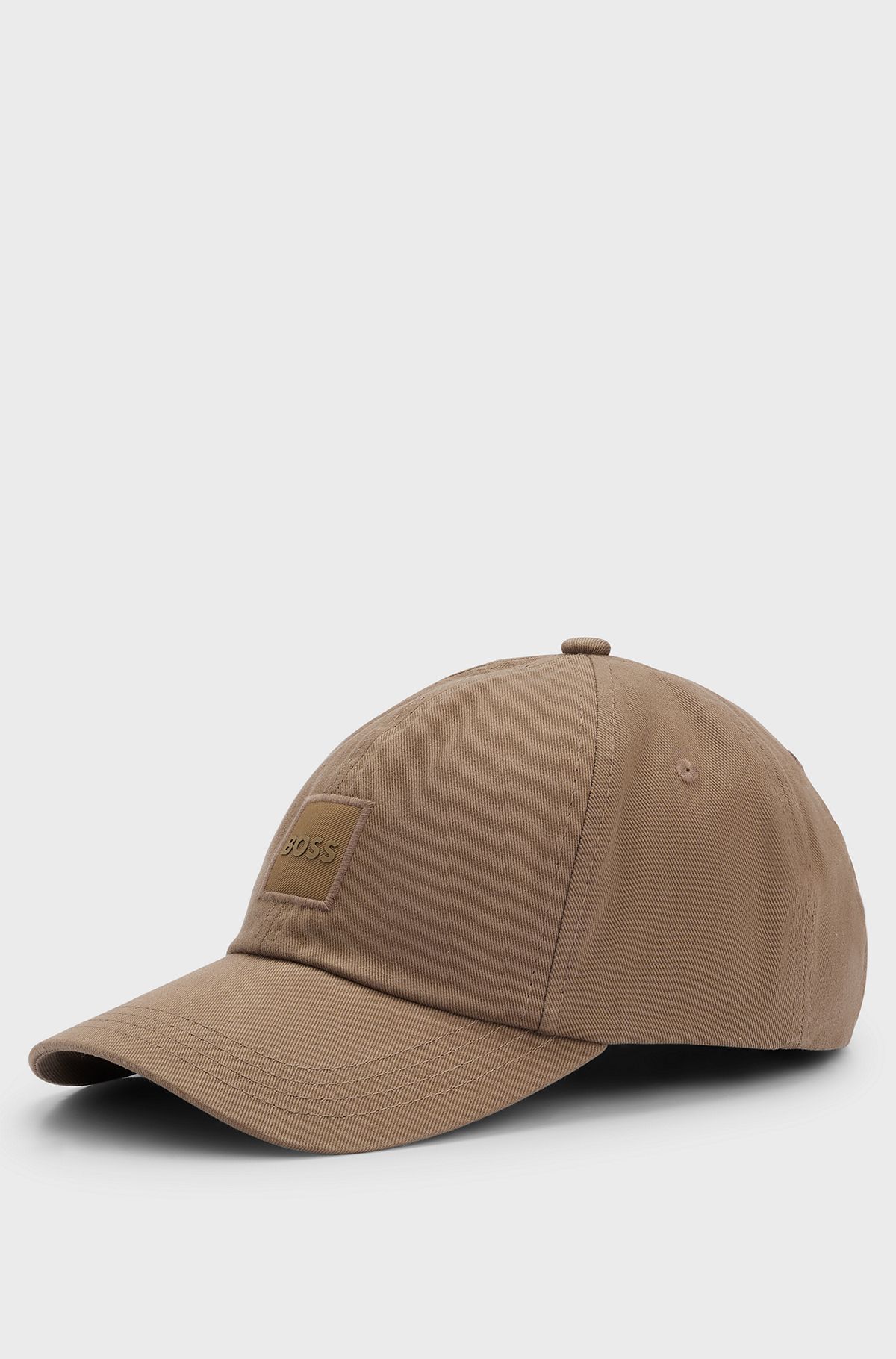 Cotton-twill cap with logo patch, Light Brown