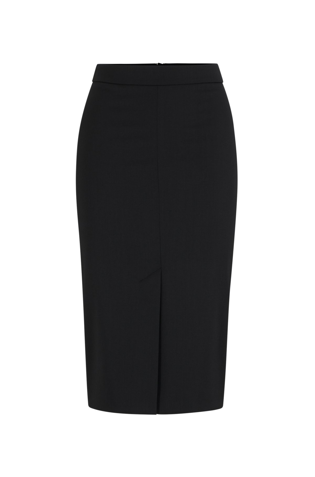 Slim-fit pencil skirt with logo zip puller, Black