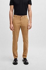 Slim-fit trousers in stretch cotton, Beige