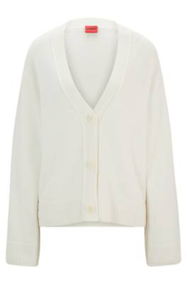 Hugo Oversized-fit Cardigan With Wool And Cashmere In White