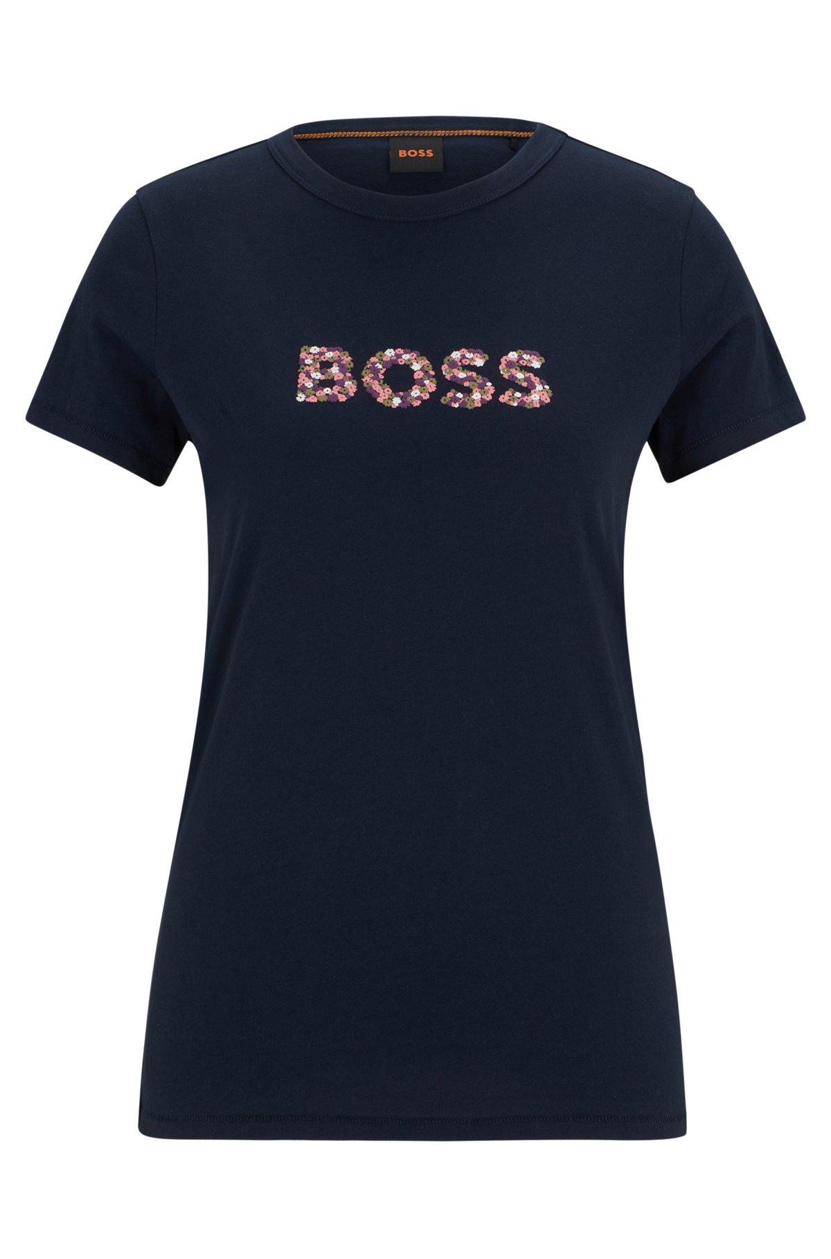 BOSS - Crew-neck T-shirt in cotton jersey with logo artwork