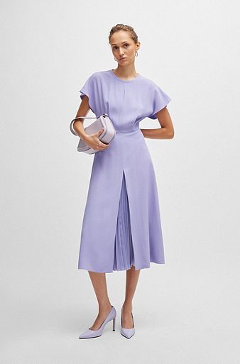 Keyhole-neckline dress with plissé insert, Light Purple