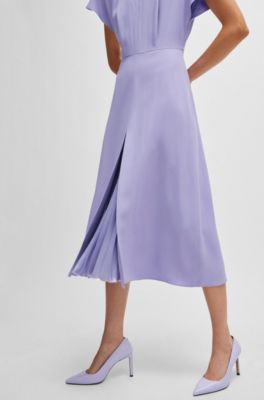 Keyhole-neckline dress with pliss&eacute; insert, Light Purple