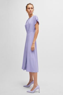 Keyhole-neckline dress with pliss&eacute; insert, Light Purple