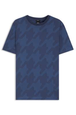 Mercerised-cotton T-shirt with houndstooth jacquard 1