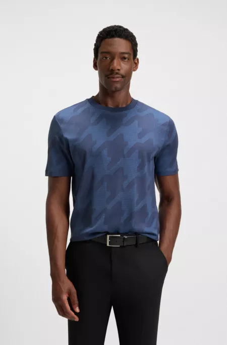 T-Shirt aus merzerisierter Baumwolle mit Hahnentritt-Jacquard