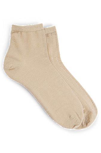 Two-pack of short-length cotton-blend socks, Beige
