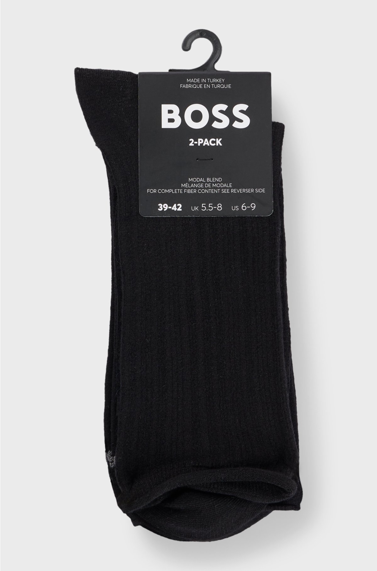 Two-pack of short-length socks in stretch yarns, Black