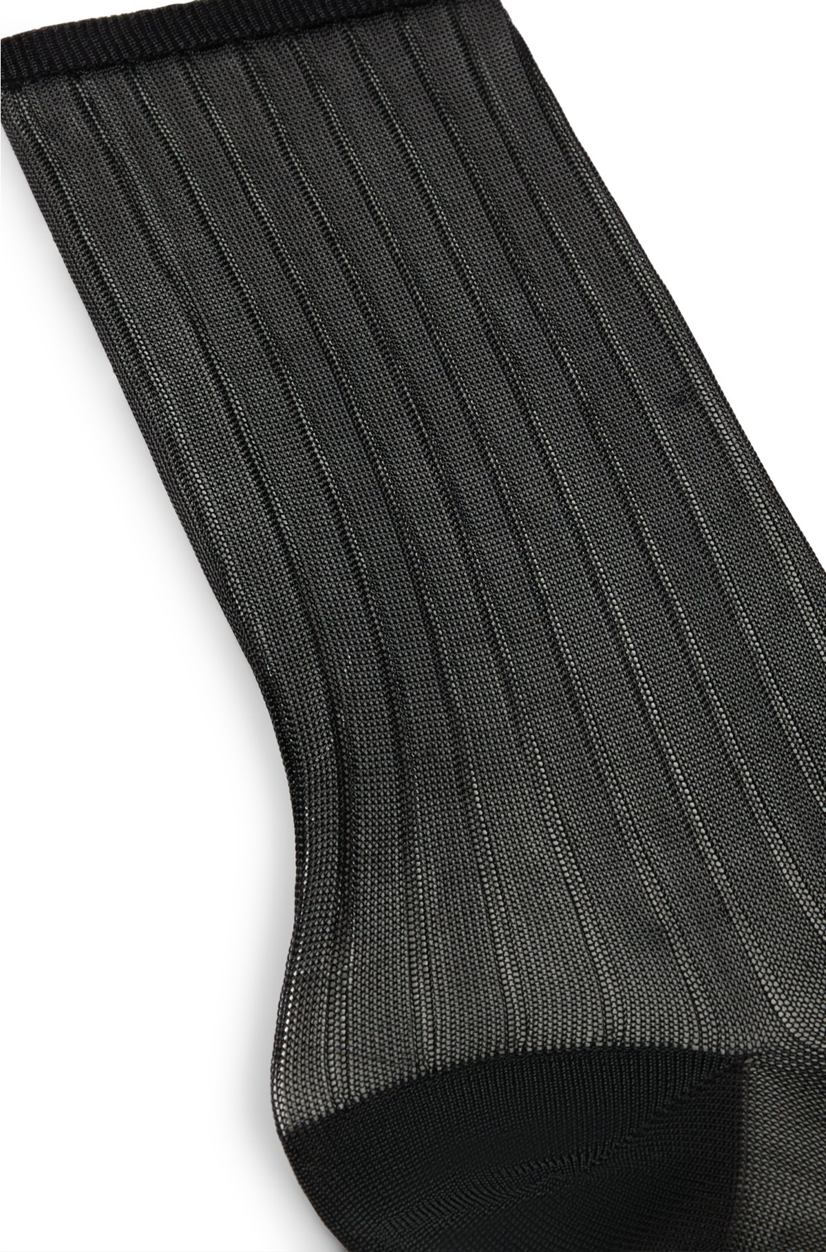 Regular-length ribbed socks with transparent stripes, Black