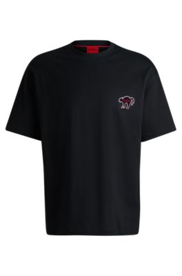 HUGO - Graphic-print T-shirt in cotton jersey 
