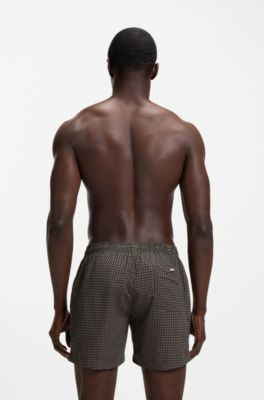 Badeshorts aus schnell trocknendem Gewebe mit Mikro-Print, Schwarz