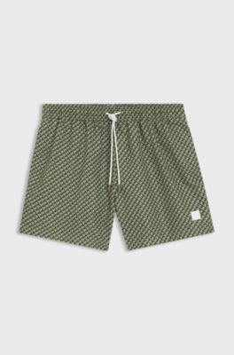 Boxer da mare a stampa con targhetta con logo, Verde