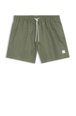 Micro-print swim shorts with logo badge 1