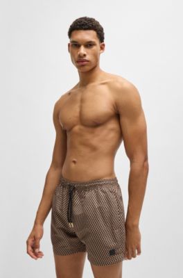 Short de bain en tissu &agrave; s&eacute;chage rapide avec micro-imprim&eacute;, Beige