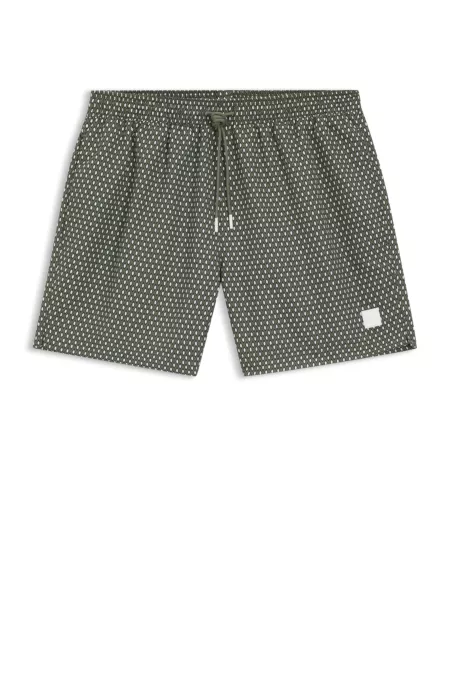 Badeshorts mit feinem Print und Logo-Badge