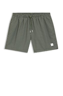 Micro-print swim shorts with logo badge