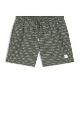 Micro-print swim shorts with logo badge 1
