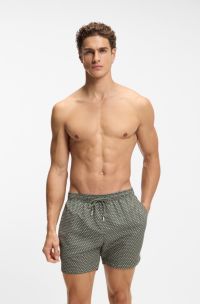 Zwemshorts met microprint van sneldrogend materiaal, Groen