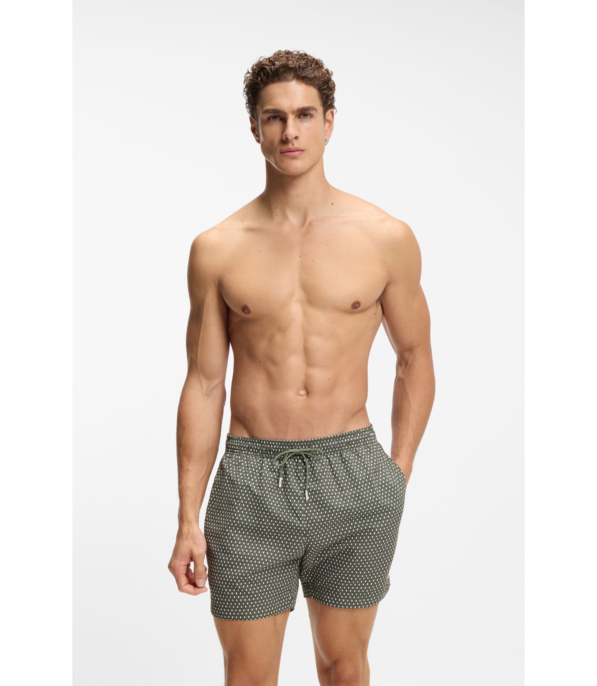 BOSS - マイクロプリント スイムショーツ クイックドライ ファブリック