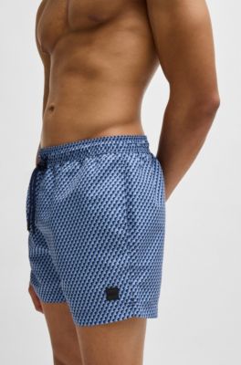Zwemshorts met microprint van sneldrogend materiaal, Blauw
