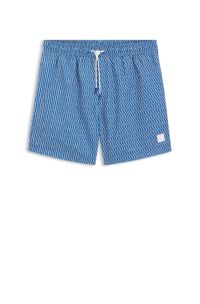 Printed swim shorts with logo badge, Blue