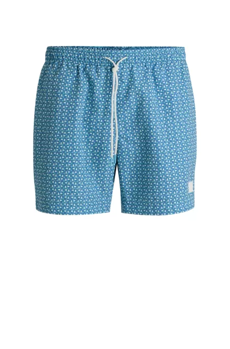 Micro-print swim shorts in quick-dry fabric