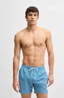 Badeshorts aus schnell trocknendem Gewebe mit Mikro-Print, Hellblau